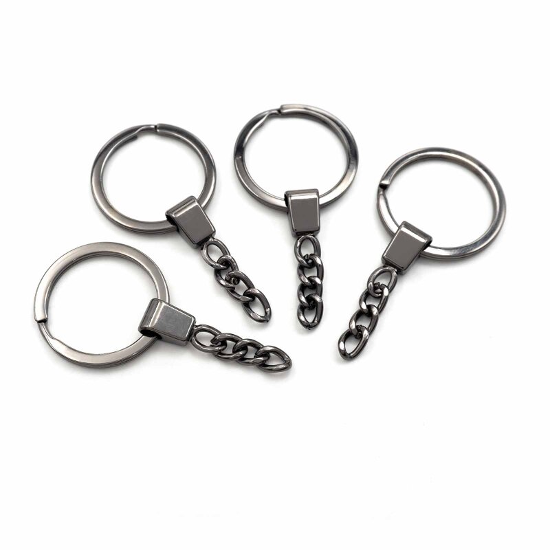 Schlüsselringe inklusive Kette in gunmetal 30mm 4 Stück