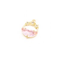 goldfarbener Anhänger mit Schmuckstein in rosa und...