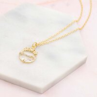 goldfarbener Anhänger mit klarem Schmuckstein und...