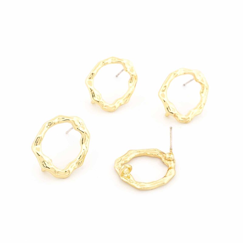 runde gewellte Ohrstecker mit Öse in Goldfarben 4 Stück