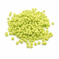 Rocailles Perlen in gelbgrün 3mm 20 Gramm