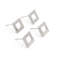 Ohrstecker Quadrat aus 304 Edelstahl in platinfarben 4...