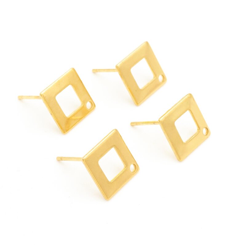 Ohrstecker Quadrat aus 304 Edelstahl in goldfarben 4 Stück