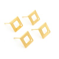 Ohrstecker Quadrat aus 304 Edelstahl in goldfarben 4...