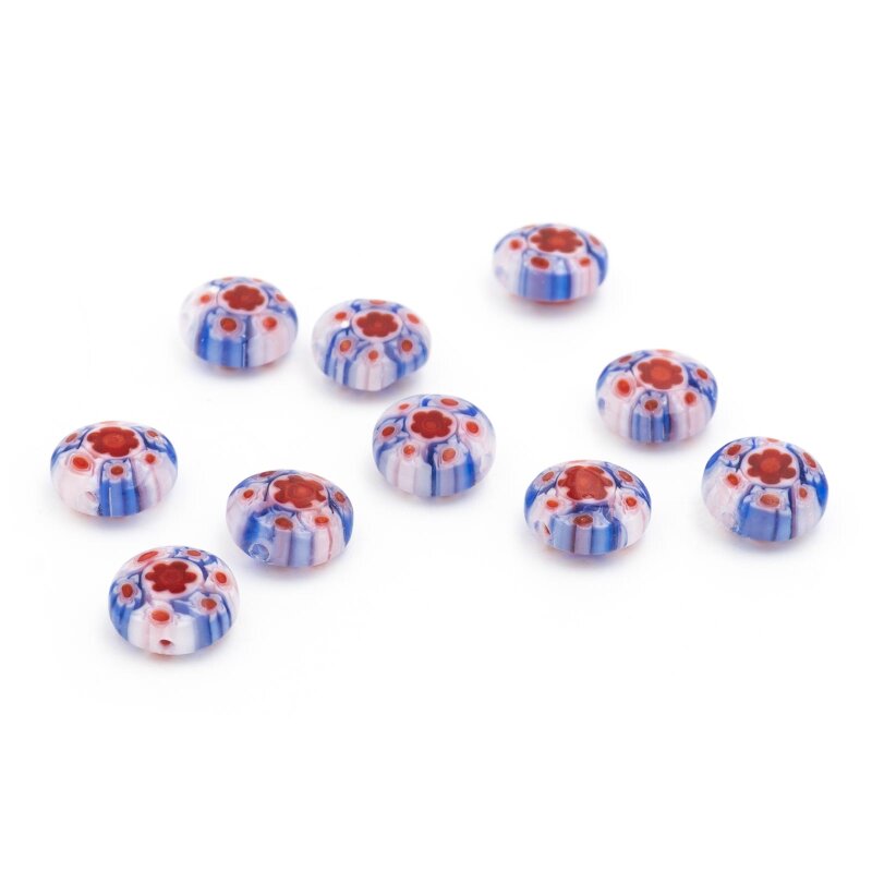 handgemachte Millefiori Glasperlen 8x3mm 10 Stück