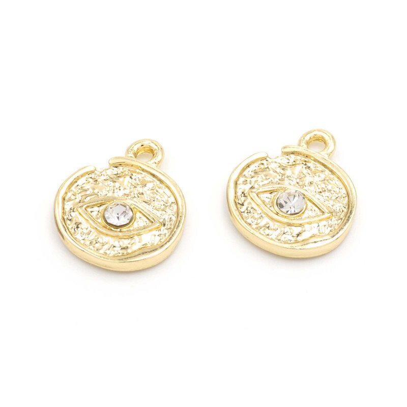 runder Anhänger mit Auge und Zirkonia 18k Gold beschichtet 2 Stück