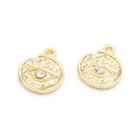 runder Anhänger mit Auge und Zirkonia 18k Gold...