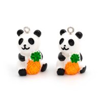 Anhänger Panda aus Resin mit Ananas 2 Stück