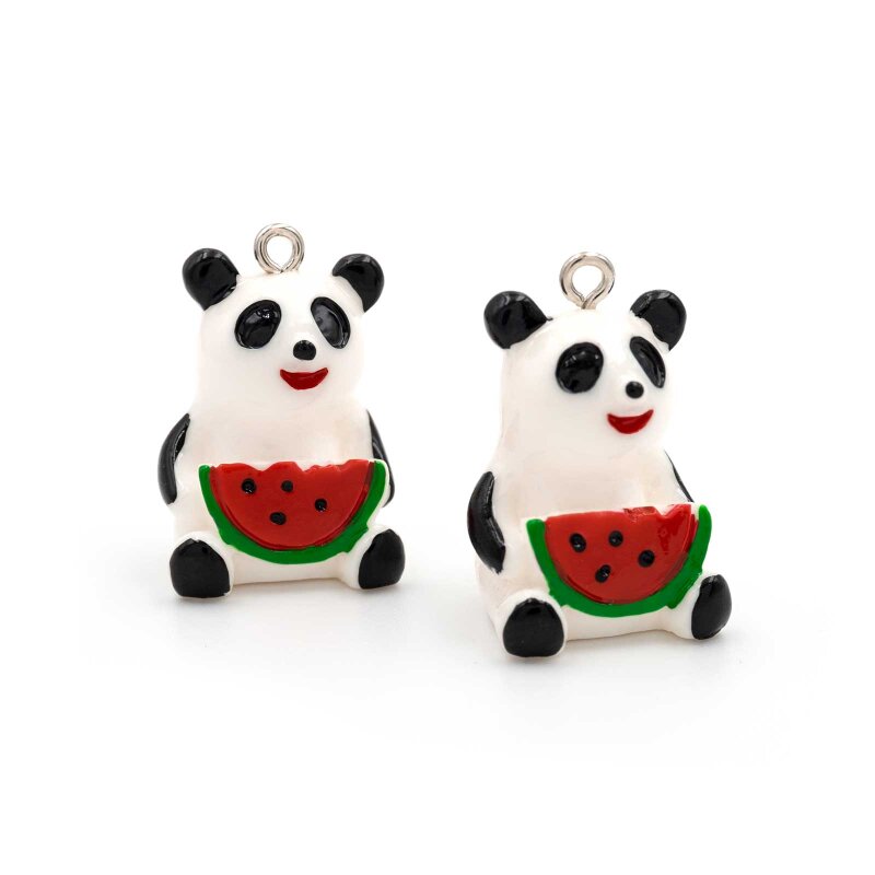 Anhänger Panda aus Resin mit Wassermelone 2 Stück