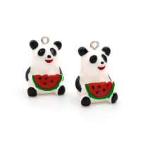 Anhänger Panda aus Resin mit Wassermelone 2 Stück