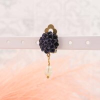 Cabochons Blume in schwarz mit blauen Glitter 15mm 6...