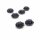 Cabochons Blume in schwarz mit blauen Glitter 15mm 6 Stück