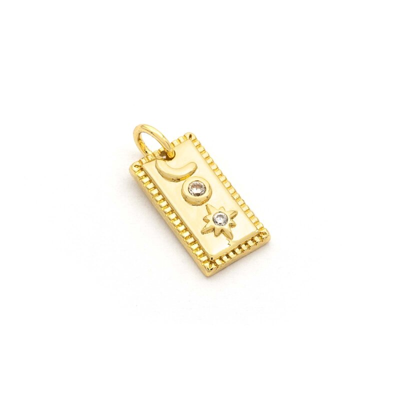 rechteckiger Anhänger mit Zirkonia 18k Gold beschichtet 1 Stück