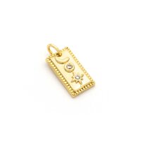 rechteckiger Anhänger mit Zirkonia 18k Gold...