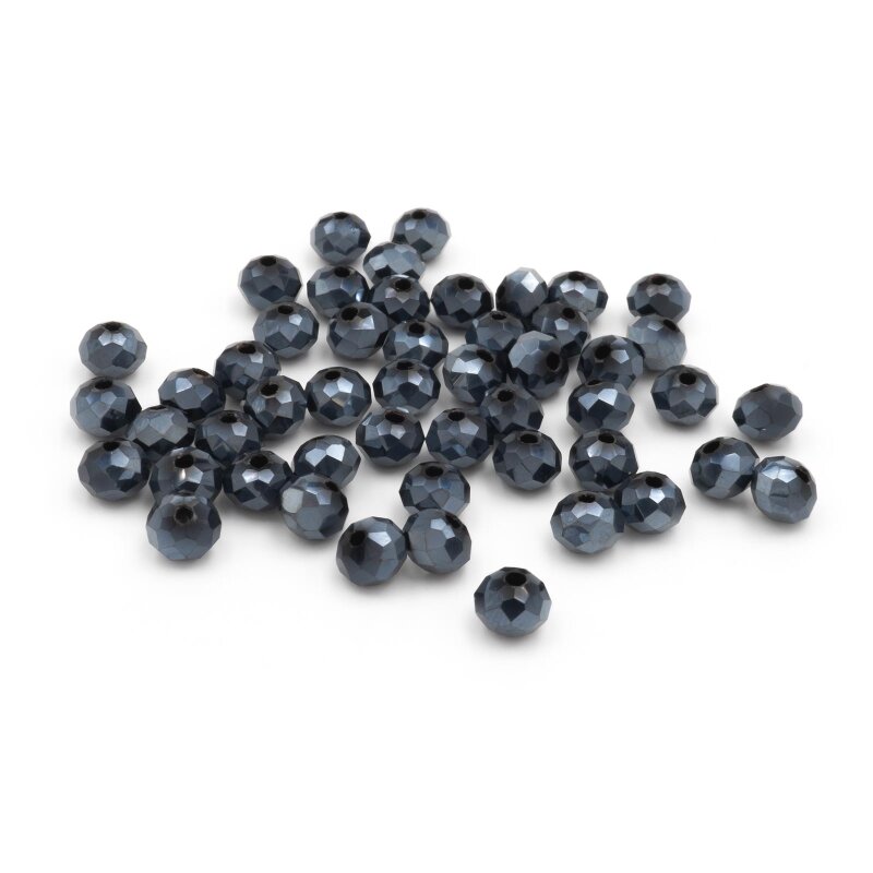 Glasschliffperlen in metallic blau 6x4,5mm 50 Stück