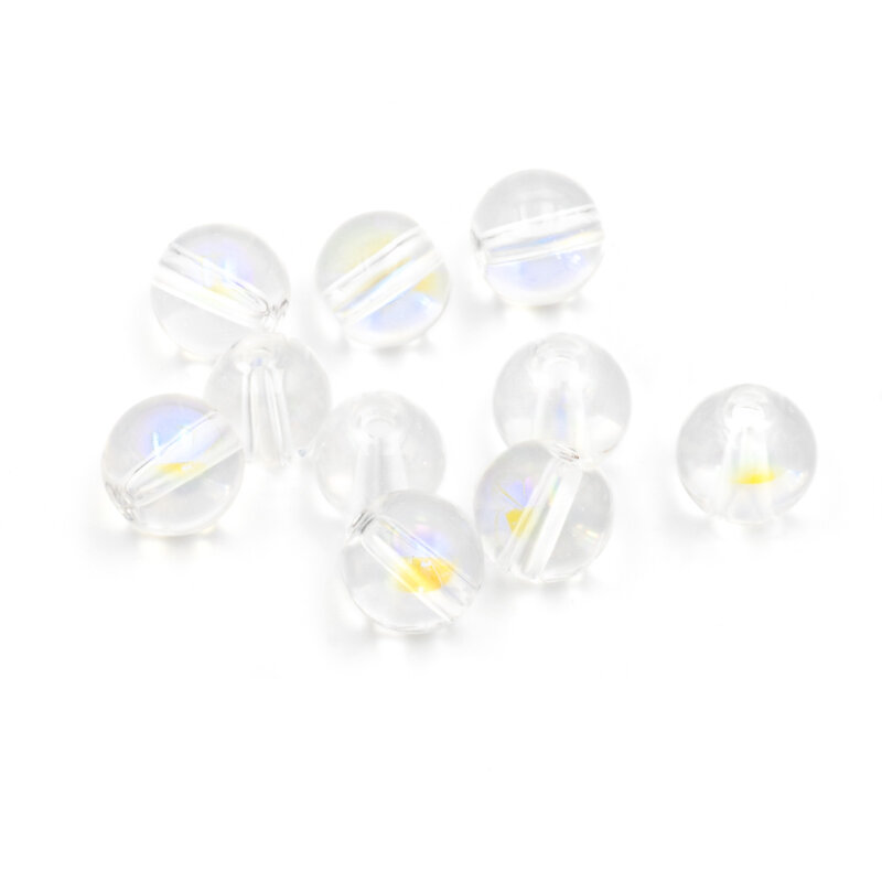 Glasperlen klar mit Holo Effekt 8mm 10 Stück