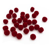 Pompoms in dunkelrot aus Polyester 14 mm 30 Stück