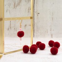 Pompoms in dunkelrot aus Polyester 14 mm 30 Stück
