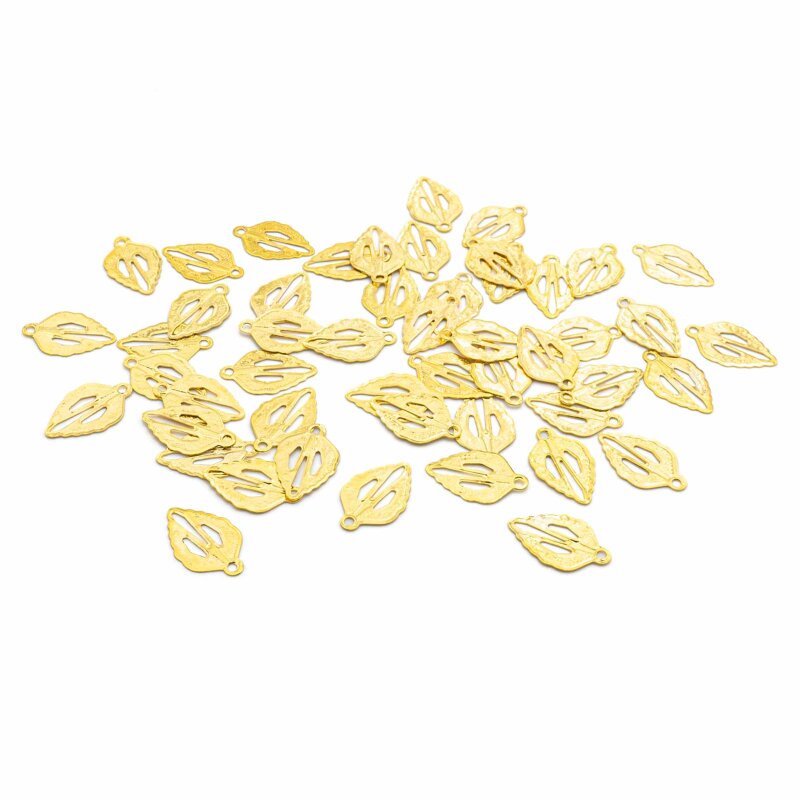 Anhänger Blatt mit 18k Goldbeschichtung 50 Stück