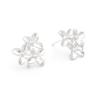 Blumen Ohrstecker in silberfarben 15x14mm 2 Stück