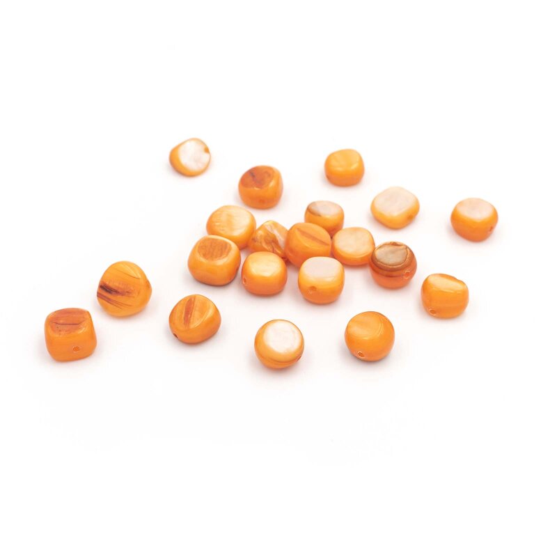 Perlen aus Perlmutt in orange 7-9mm 20 Stück