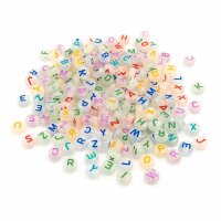 Buchstabenperlen "Glow in the Dark" Farbmix 7...