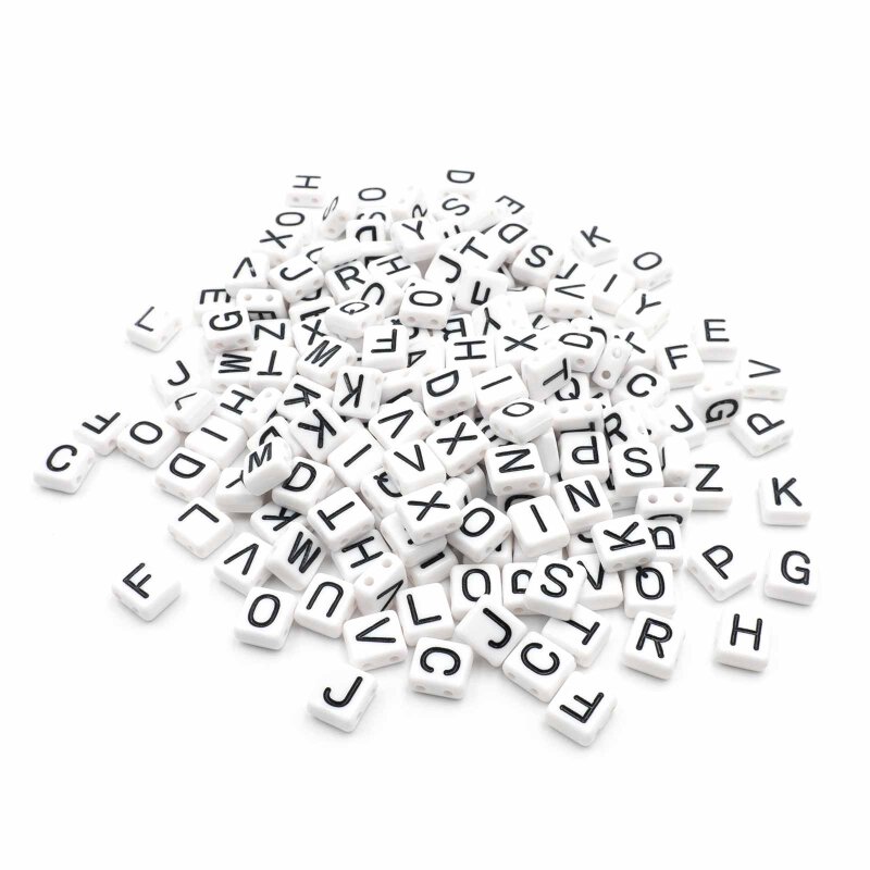 rechteckige Buchstabenperlen aus Acryl in weiß 200 Stück