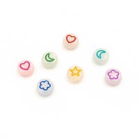 Acrylperlen mit Motiven Glow in the dark im Farbmix 7mm...