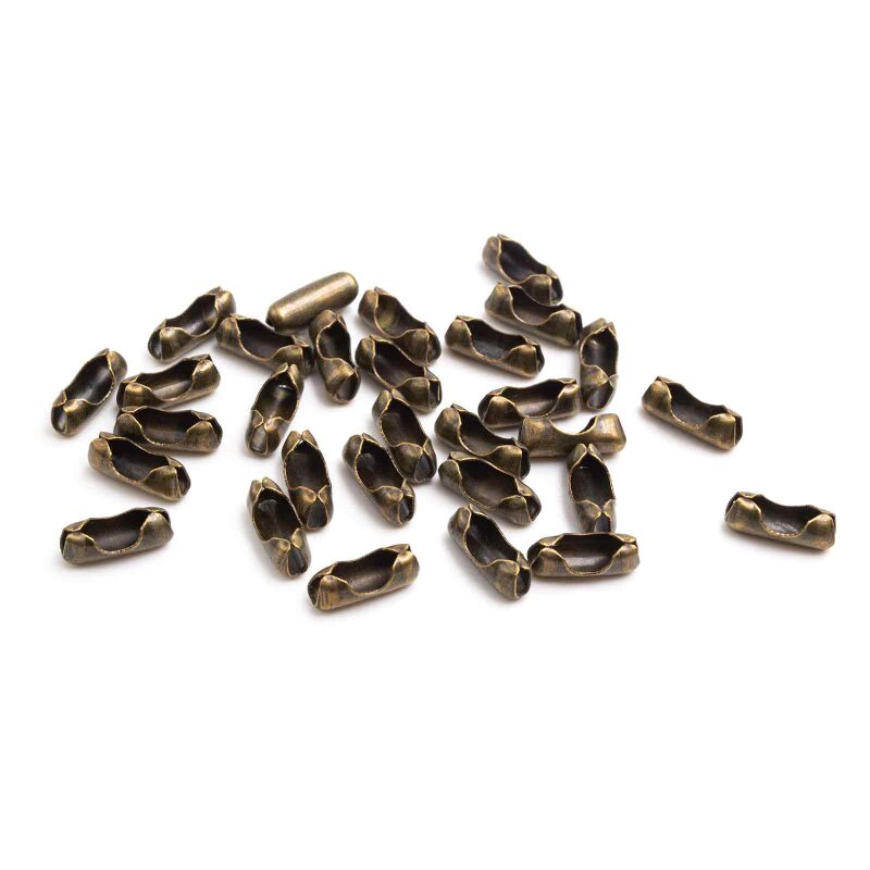 Verschlüsse für 3mm Kugelketten in antik bronzefarben 30 Stück