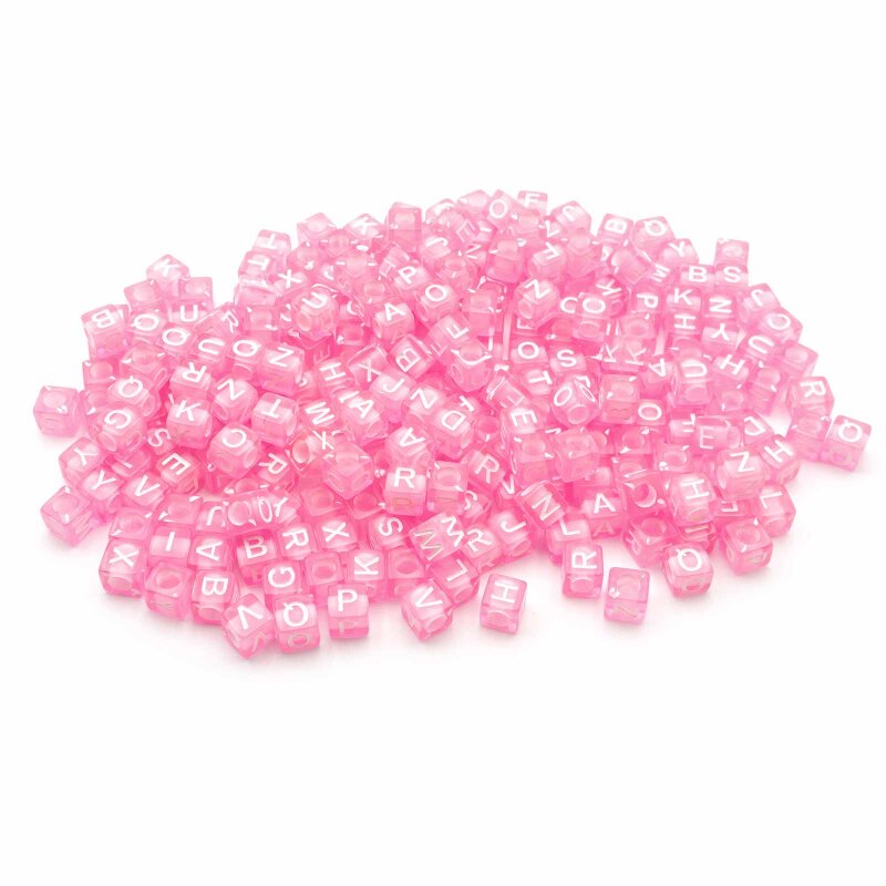 Buchstabenperlen Würfel aus Acryl in pink 250 Stück