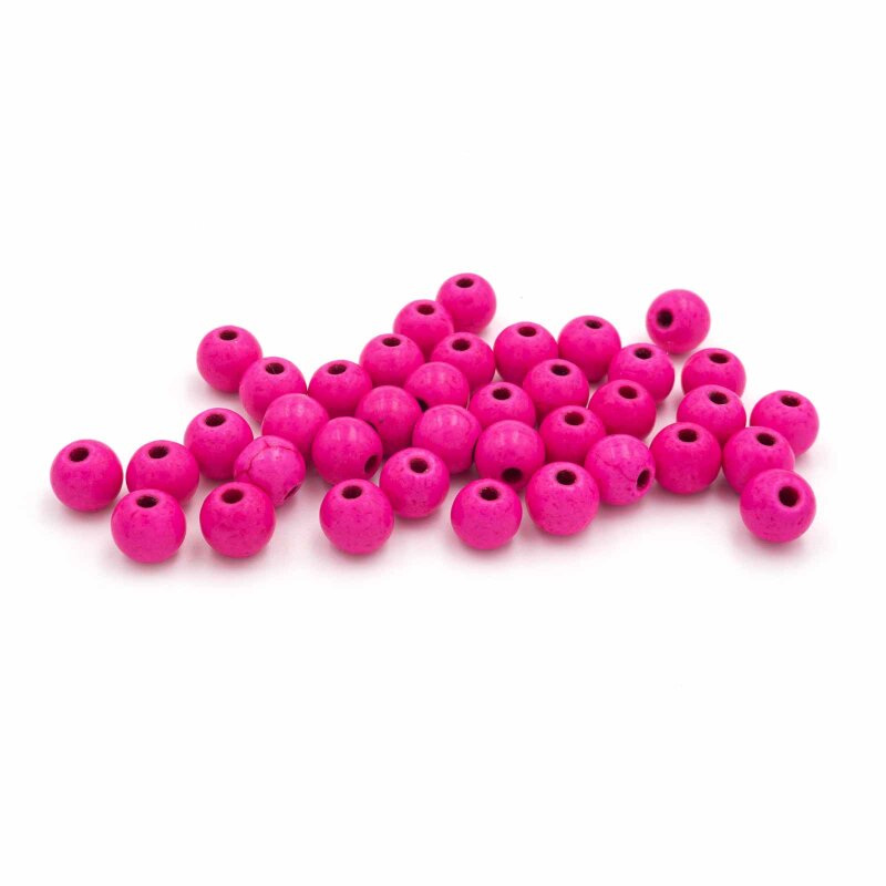 Perlen aus synthetischen Türkis in fuchsia 6mm 40 Stück