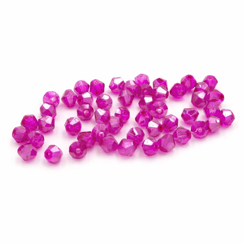 Glasschliffperlen als Bicone in magenta 4mm 50 Stück