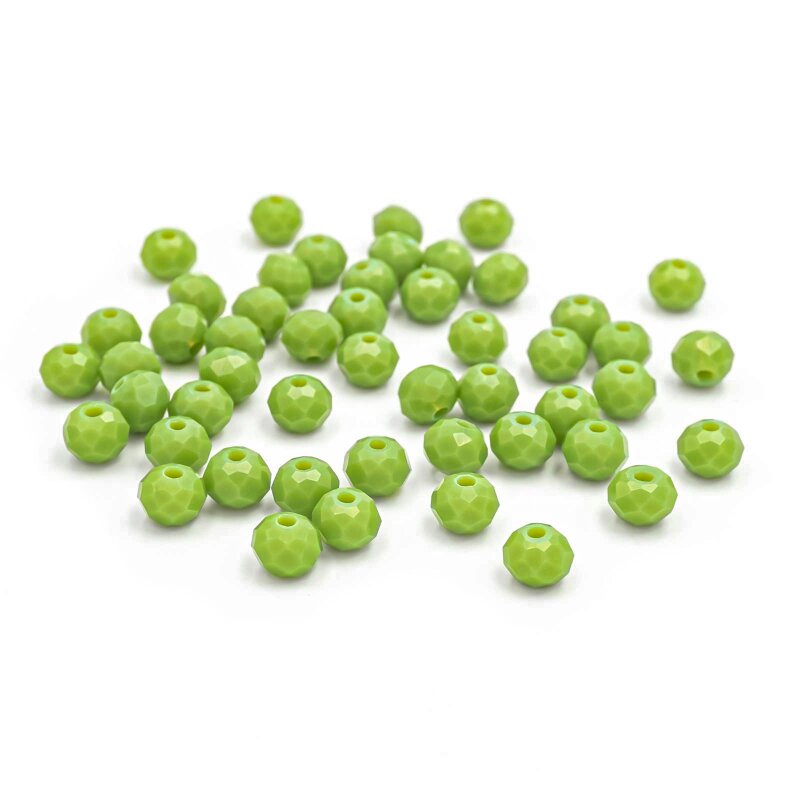 Glasschliffperlen als Rondelle in grasgrün 6x4mm 50 Stück