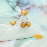 Glasperlen mit Silberfolie in Gelb 10mm 10 Stück