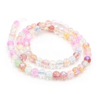 Crackle Glasperlen im Pastell Farbmix 1 Strang mit 65 Perlen