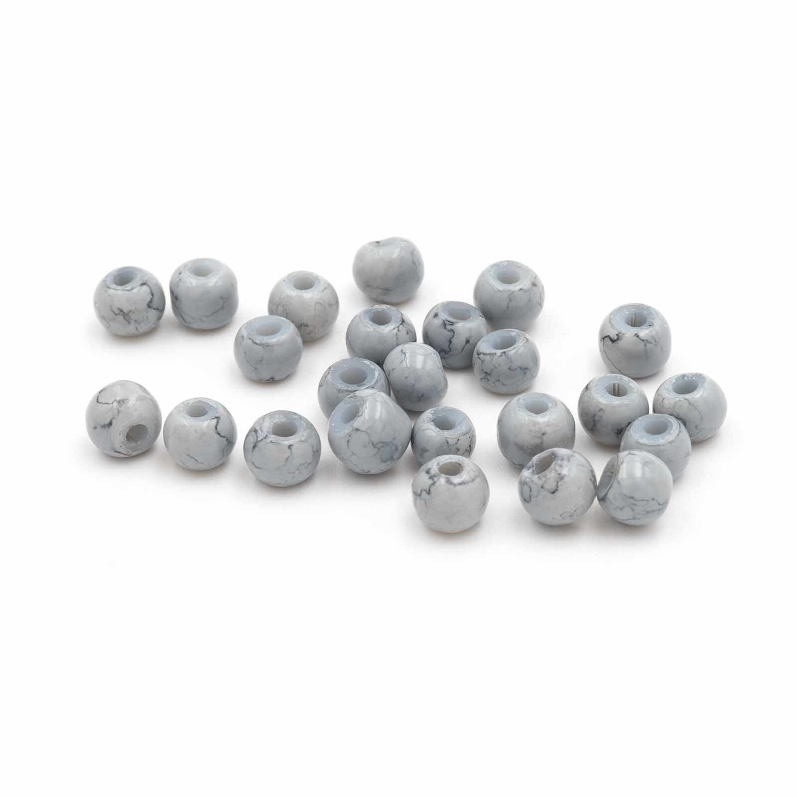 marmorierte Rocailles Perlen in grau | Vintageparts.eu