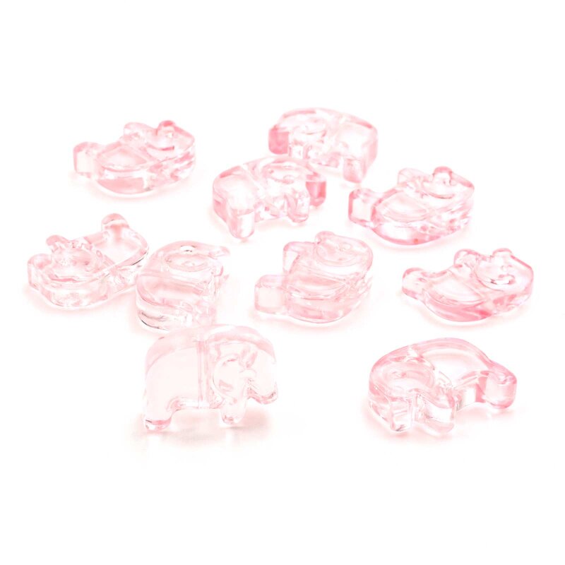 flache Glasperle als Elefant in rosa 10 Stück