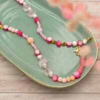 flache Glasperle als Elefant in rosa 10 Stück
