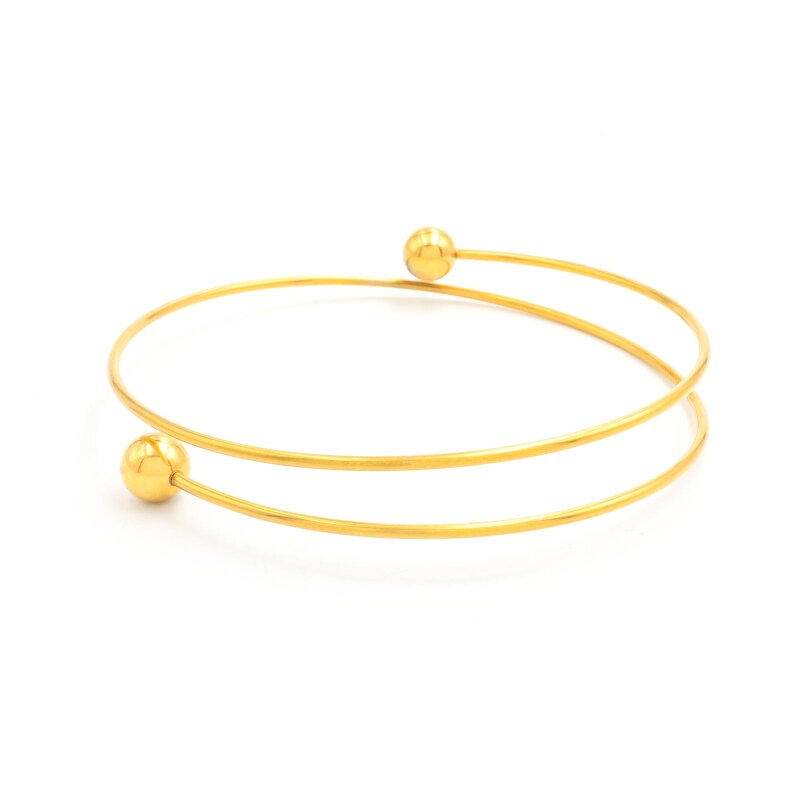 Armreif aus 304 Edelstahl mit Ionenbeschichtung – abschraubbare Kugel, Ø 73 mm, goldfarben