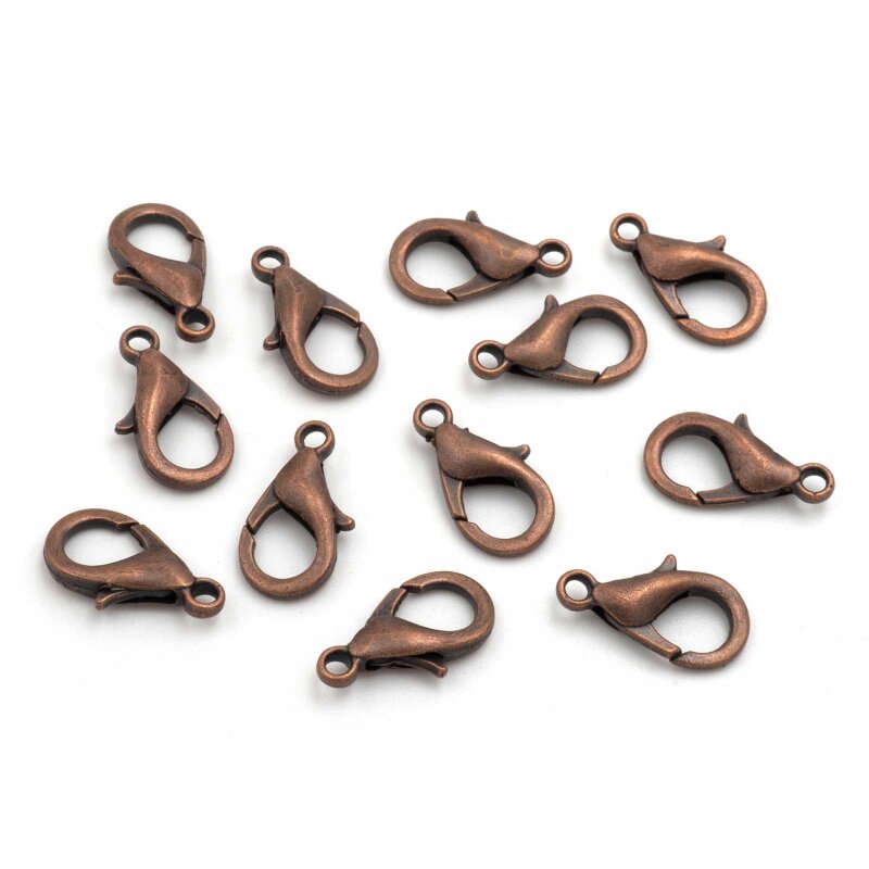 Karabinerverschlüsse in antik kupferfarben 14mm 12 Stück