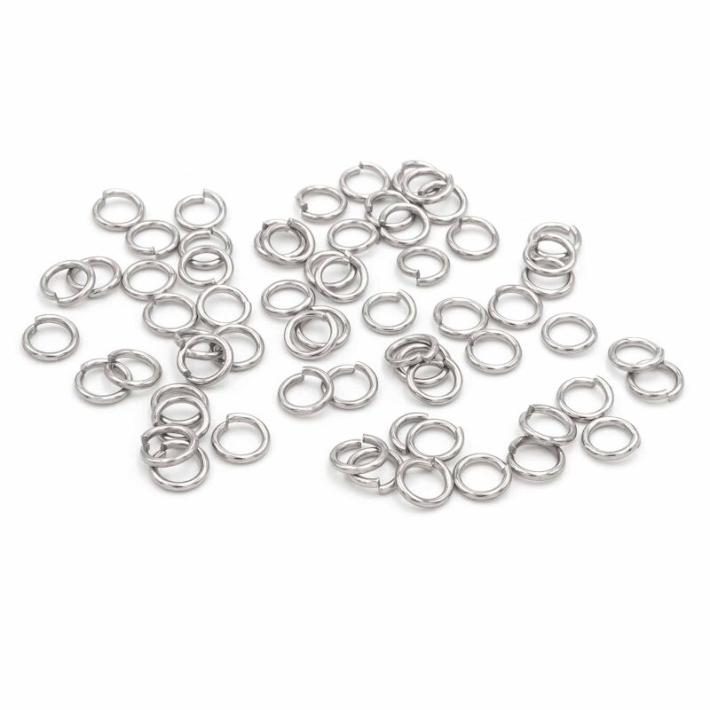 Biegeringe in platinfarben aus 304 Edelstahl 5mm 50 Stück