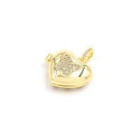 Medaillon Herz Messing mit Schmetterling aus Zirkonia,...