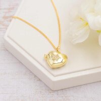 Medaillon Herz Messing mit Stern aus klaren Zirkonia, 18K...