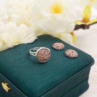 schwarze Cabochons mit Eiskristallen roségold...