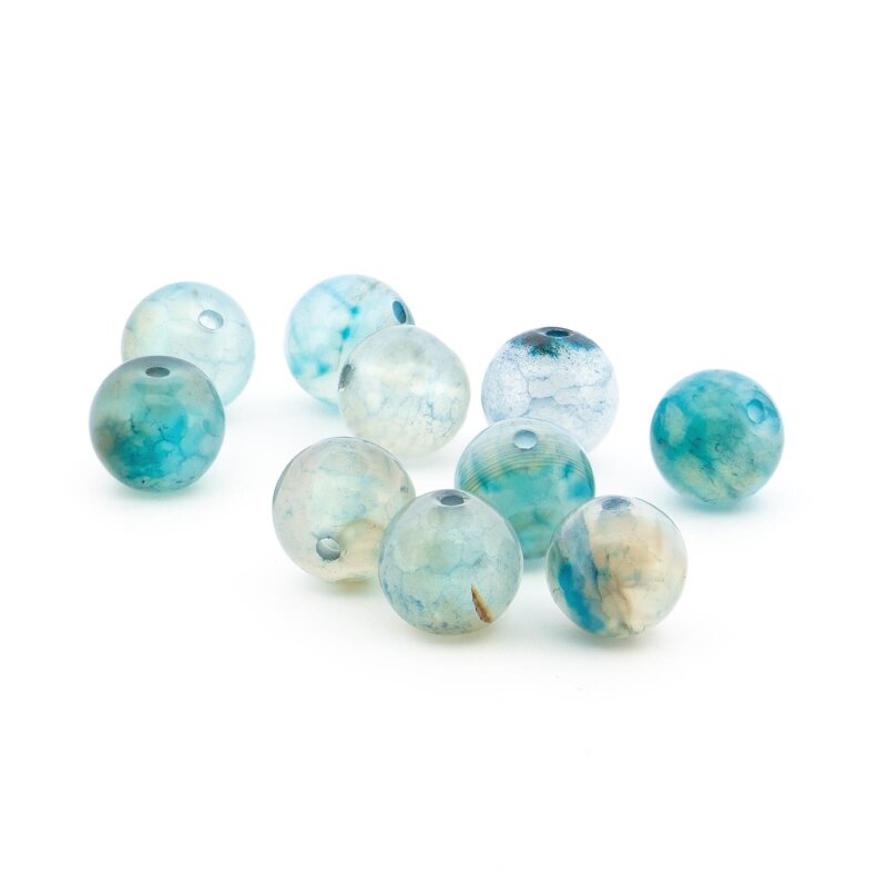 Achatperlen Crackle Hellblau 8mm Naturstein-Perlen 10 Stück