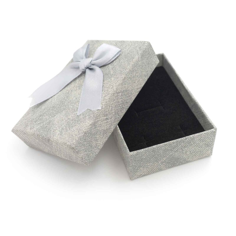 Geschenkbox in Grau mit Schleife 9x6 cm