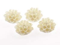 4 Cabochons Blume weiß , 15 mm
