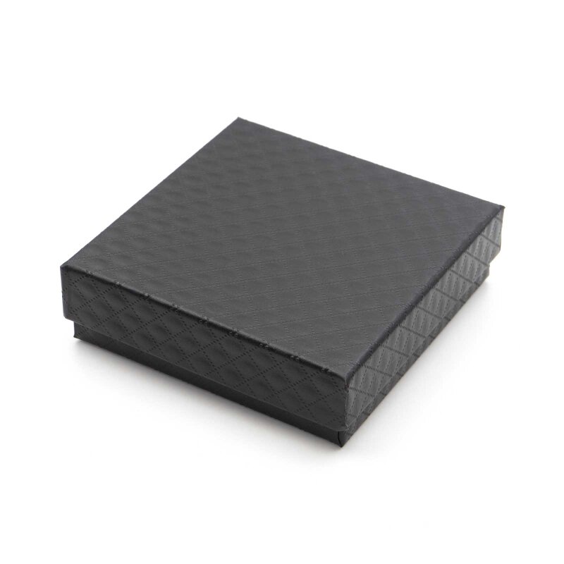 Geschenkbox Schwarz mit Rautenstruktur und Inlay - 8,8 x 8,8 cm - 1 Stück