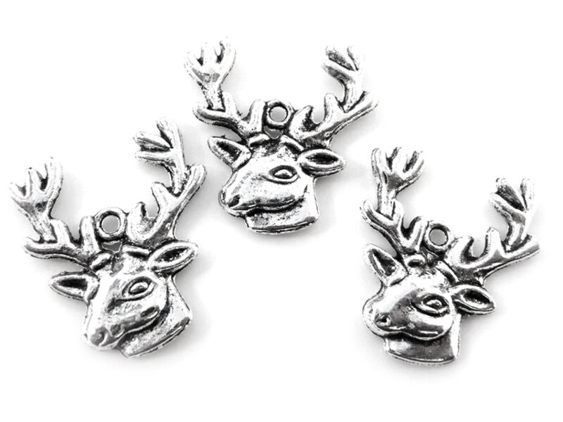 3 Hirsch Anhänger in tibetsilber