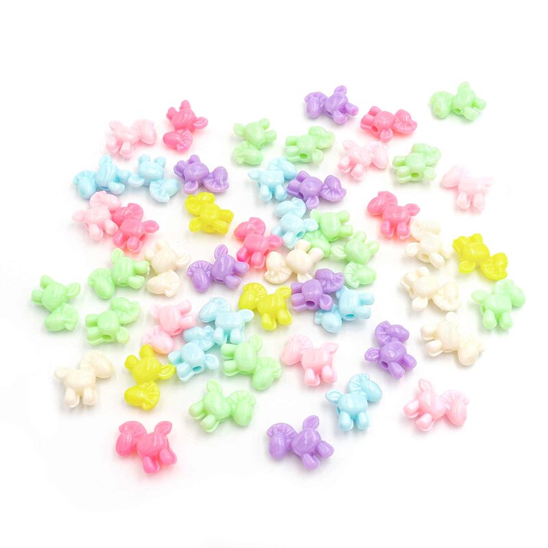 Acrylperlen als Pferdchen im Farbmix 16,5 mm 50 Stück